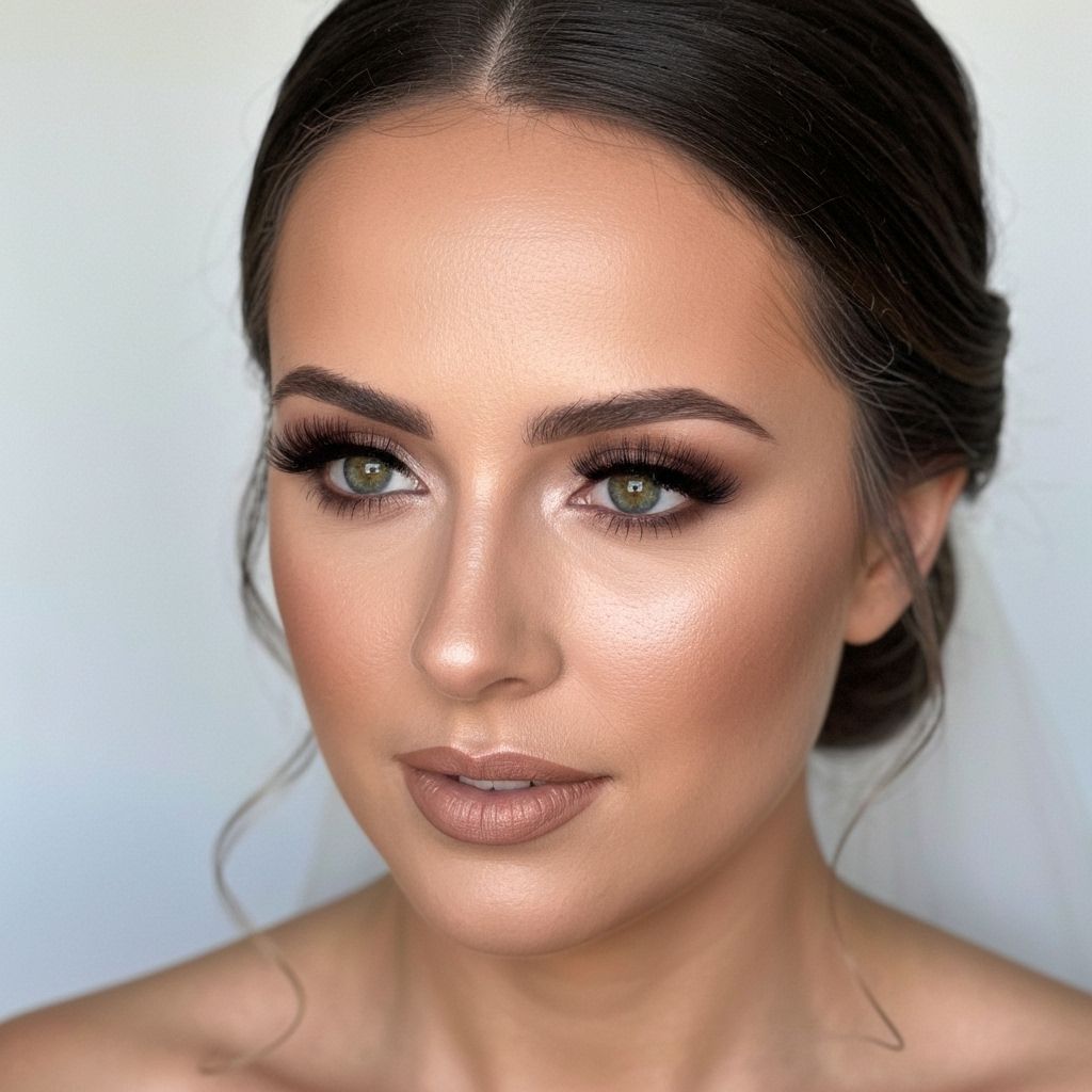 Professional bridal makeup application with elegant styling